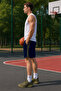 Navy Blue Men's Shorts with Zipper Pockets, Lightweight Fabric, Sporty Style - 3