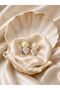 Pearl Zircon Stone Earrings - 2
