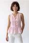 4940 Women's Poplin Flounce Sleeveless Peplum Blouse Pink