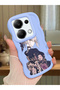 Poco M6 Pro 4g Compatible Case Camera Protector Blue Silicone Couple Phone Case Girl Pattern