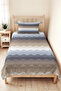 Geometric Blue Gray Young Room Single Pique Set - Modern Beige 160X220 cm Quilted Bedspread - 6