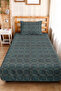 Geometric Blue Young Room Single Pique Set - Modern Gold 160X220 cm Quilted Bedspread - 2