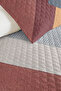 Blue Geometric Modern Young Room Single Pique Set - Gray Beige Quilted Bedspread 160X220 cm - 3