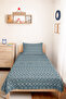 Blue Geometric Youth Room Single Pique Set-White Nordic 160X220 cm Quilted Bedspread - 5