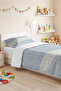 Blue Geometric Youth Room Single Pique Set - Bohemian White 160X220 cm Quilted Bedspread - 4