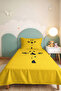 Yellow Giraffe Minimal Youth Room Single Pique Set - Black 160X220 cm Quilted Bedspread - 2