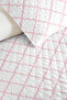 Pink Geometric Teen Room Single Pique Set - Modern White 160X220 cm Quilted Bedspread - 3