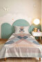 Geometric Beige Modern Young Room Single Pique Set - Powder Gray 160X220 cm Quilted Bedspread - 6