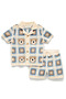 Little Stitch Baby Boy Pink Knitted Detailed 2-Piece Summer Set with Shorts