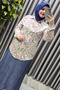 Women's Clothing Plus Size Buttoned Elastic Sleeve Seersucker Shirt - 6
