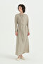 Ribbed Detail Lyocell Dress - Stone