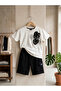 Leaf Patterned Summer Written Cargo Pocket Shorts Top and Bottom Summer Boys' Suit - 2