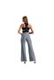 Women's High-Waisted Plaid Wide-Leg Trousers – Timeless Elegance, Grey - 5