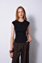 Stitched Detail Cotton Top Black