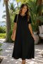 Rochie lungă din viscoză cu decolteu rotund Basic - Negru - 2