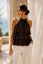 Women's Brown Layered Ruffle Halter Neck Blouse - 3