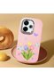 Redmi 13X Compatible Case Camera Protector Pink Silicone Couple Phone Case with Floral Pattern - 2