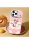iPhone 17/18 Pro Compatible Case Camera Protector Pink Silicone Couple Phone Case with Cute Pattern - 2