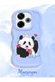 Redmi 13X Compatible Case Camera Protector Blue Silicone Couple Phone Case Panda Pattern - 2