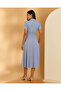 Women Blue Schiffly Belted Dress - 3