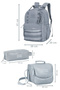 Purple Water Green School Bag-Thermal Lunch Bag-Pencil Case Set - 4