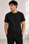 Men's Lycra Camisole Relaxed Fit Basic T-Shirt – Black - 2