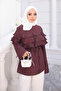 Burgundy Waist-Tie Layered Shirt - 3