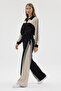 Women's Black Stripe Detailed Garni Blocky Polo Collar Modal Fabric Tracksuit Set