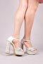 4282 Women's Stoned Platform Heeled Shoes - 3