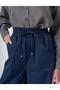High Waist Wide Leg Trousers Dark Navy Blue - 6