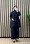 Suzan Takim Tencel Fabric Women's Navy Blue Button Detailed Two-Piece Set with Hijab Pants