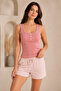 Women's Button Detailed U-Neck Thick Strap Flexible 4-Piece Basic Undershirt - 95% Cotton & Breathable Fabric - 7