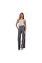 Women's High Rise Straight Leg Trousers – Timeless Elegance, Grey - 5