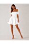 Women's 100% Cotton Lined Off-Shoulder Corset Detailed Buttoned Mini Summer Dress - 4