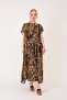 Authentic Women's Yellow Ethnic Pattern Asymmetric Short Sleeve Mother Dress