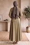 Drawstring Asymmetrical Layered Detailed Hijab Dress - Balloon Sleeve Cape Dress - 3