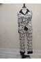 Modern Black and White Patterned Striped Kimono Set & Robe Set - 4