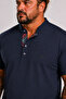 Men's Large Size Single Jersey Polo T-Shirt with Stand Collar 26400 Navy Blue - 2