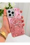 iPhone 16 Pro Case with Marbling Effect, 3D Bow and Floral Pattern, Raised Camera Cover, Pink - 4