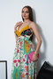Full Length Straps Double Breasted Me Gathered Viscose Dress - 7