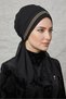 Women's Black Turban with Chain Ribbon and Tie Back Evening Dress Bonnet - Sandy Fabric - 2