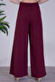 Black Wide Leg Palazzo Trousers Crepe Fabric Elastic Waist Comfortable Cut Women's - 5