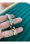 Women's Ceramic Bracelet with Gold Detail, Turquoise and White Pattern, Flexible and Stylish Design Bracelet - 2