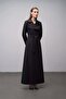 Satin Trimmed Double Collar Unlined Overcoat Black 6876 - 4