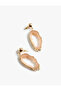 Large Size Stone Detailed Earrings with Dangle - 3