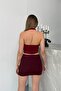 Women's Halter Neck Backless Halter Collar Lined Sandy Fabric Blouse - 6