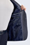 Navy Blue Comfort Fit Pointed Collar Classic Jacket - 2