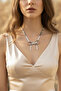 Stylish and Modern Steel Necklace with Snake Chain Bow Detail - 3