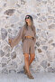 Camel Muslin Shorts with Elastic Waist - 2