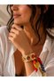 Satin Scarf Detailed Stainless Steel Handcuff Bracelet - 2